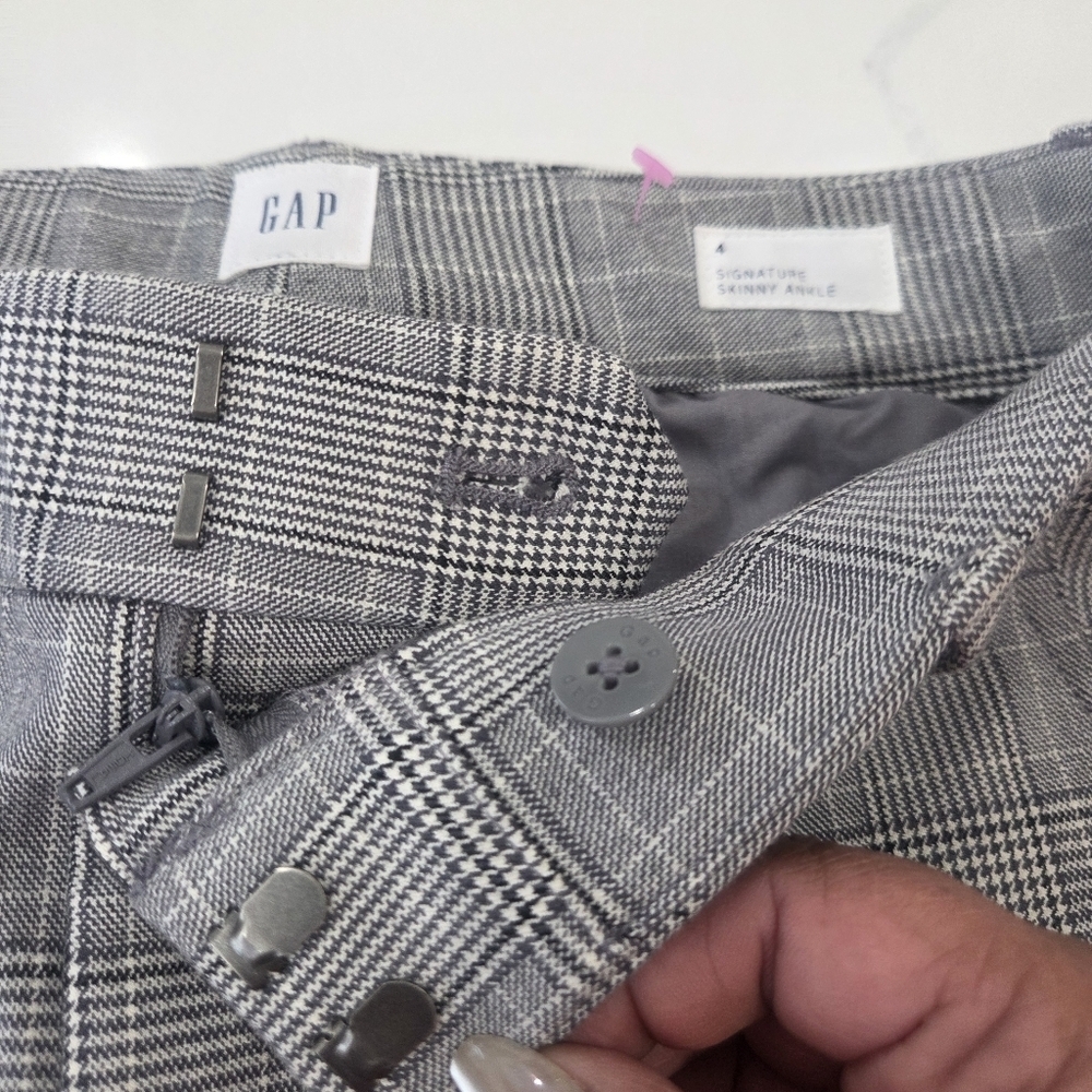 Gap Chatham Black White Houndstooth Glen Plaid Dress Ankle Pants 4 NWOT. - Picture 6 of 13